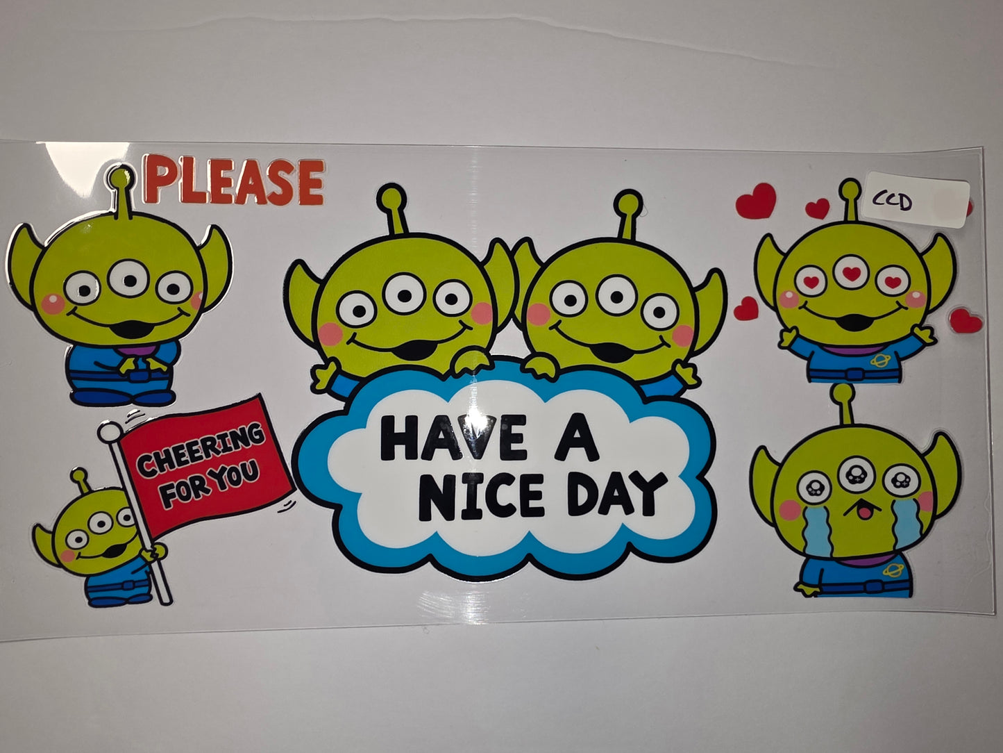Cute Alien "Have a Nice Day" Tumbler Wrap - Toy Story Inspired