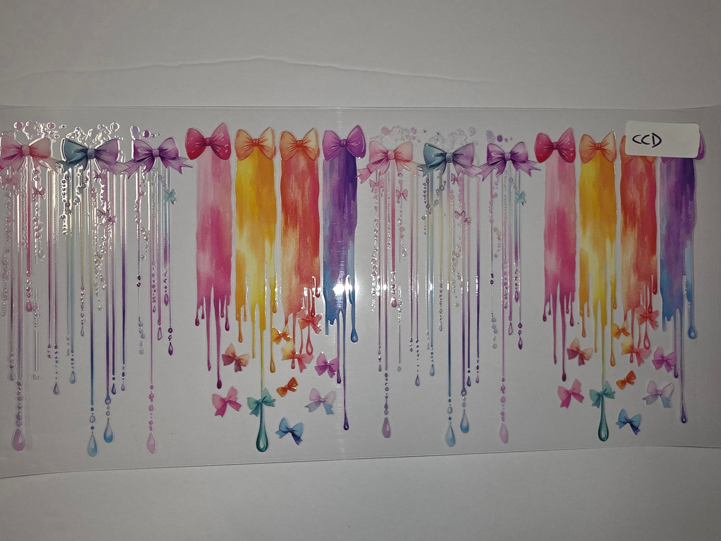 Dripping Rainbow Bows Tumbler Wrap | Pink, Yellow, Purple, Blue & More | Cute Bow Design
