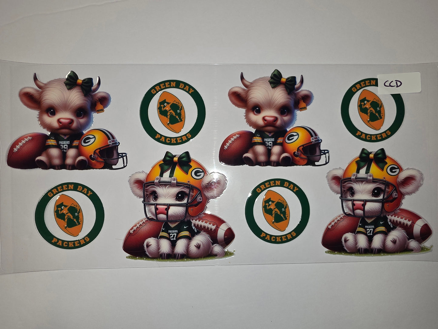 Cute Cow Football Fan Tumbler Wrap | Green Bay Packers Design | Green & Gold