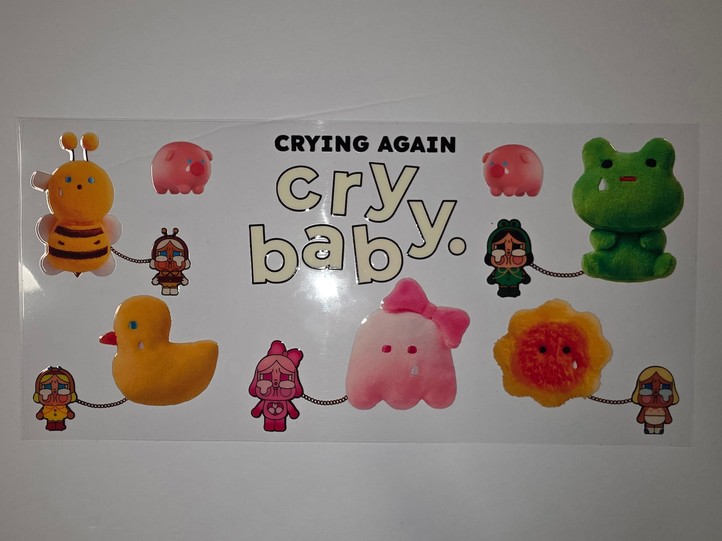 Cute Crying Characters Tumbler Wrap | Kawaii Bee, Duck, Frog, Ghost & More | Fun Drinkware Design