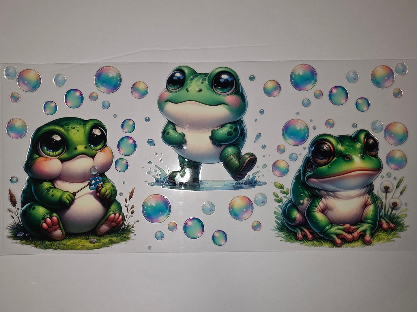 Cute Frog Bubble Tumbler Wrap - Whimsical Green Frog Design for Cups