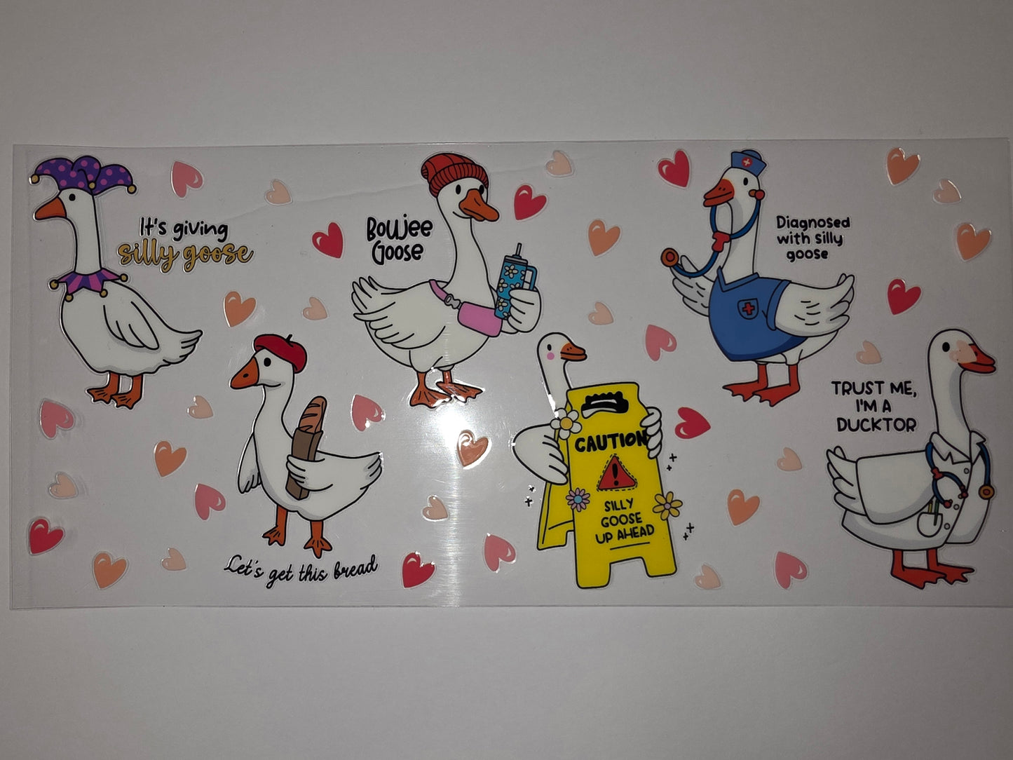 Silly Goose Tumbler Wrap - Cute Duck Designs with Hearts & Funny Sayings
