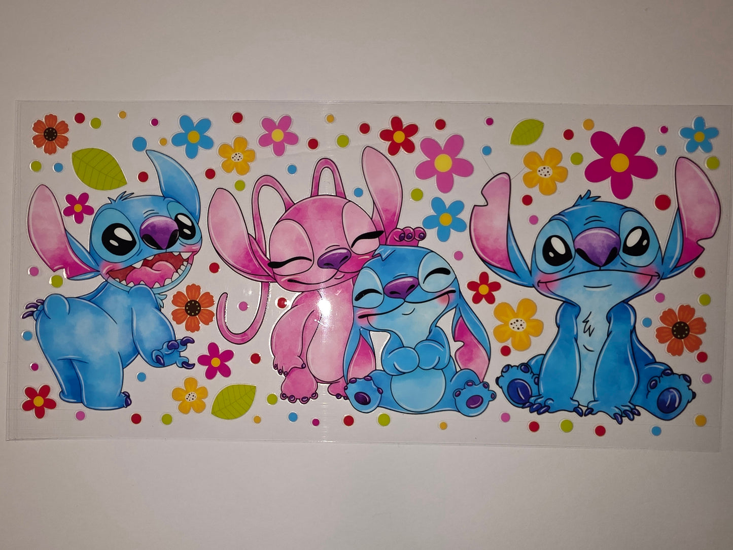 Cute Stitch & Angel Tumbler Wrap - Blue, Pink, Flowers & Polka Dots