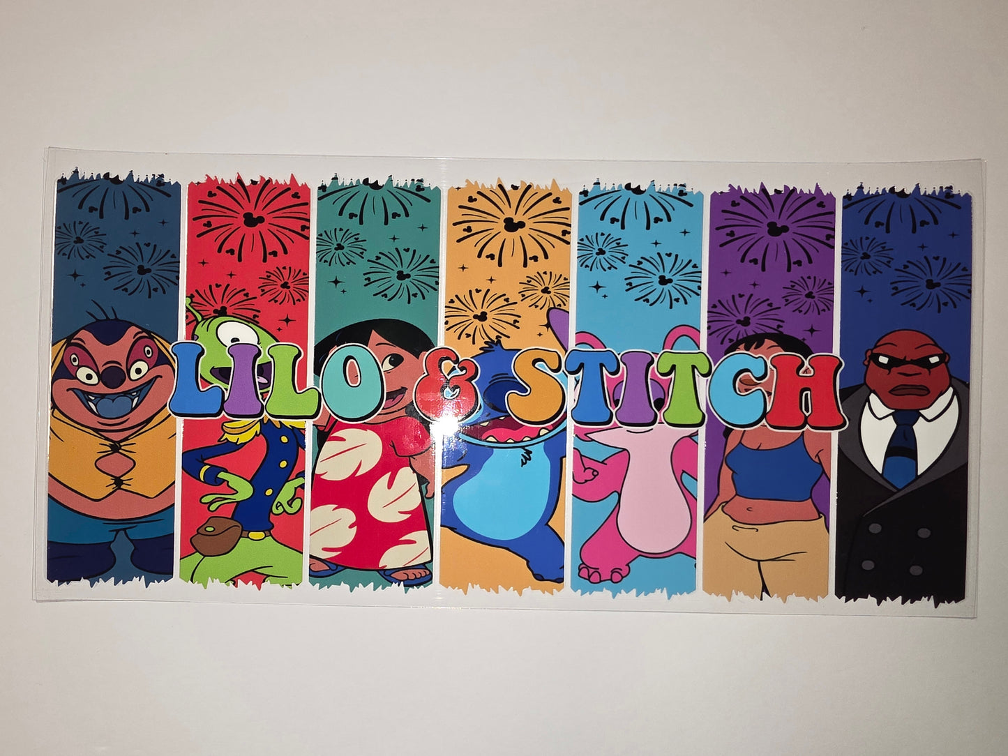 Lilo & Stitch Tumbler Wrap - Colorful Characters & Fireworks Design
