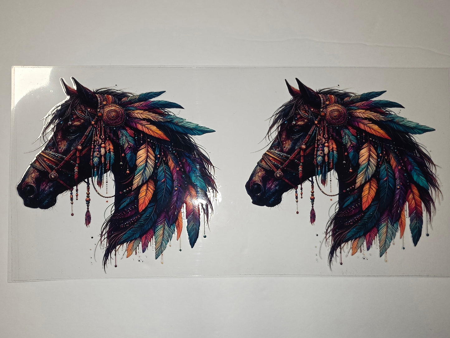 Boho Feather Horse Tumbler Wrap - Tribal Native American Style Design