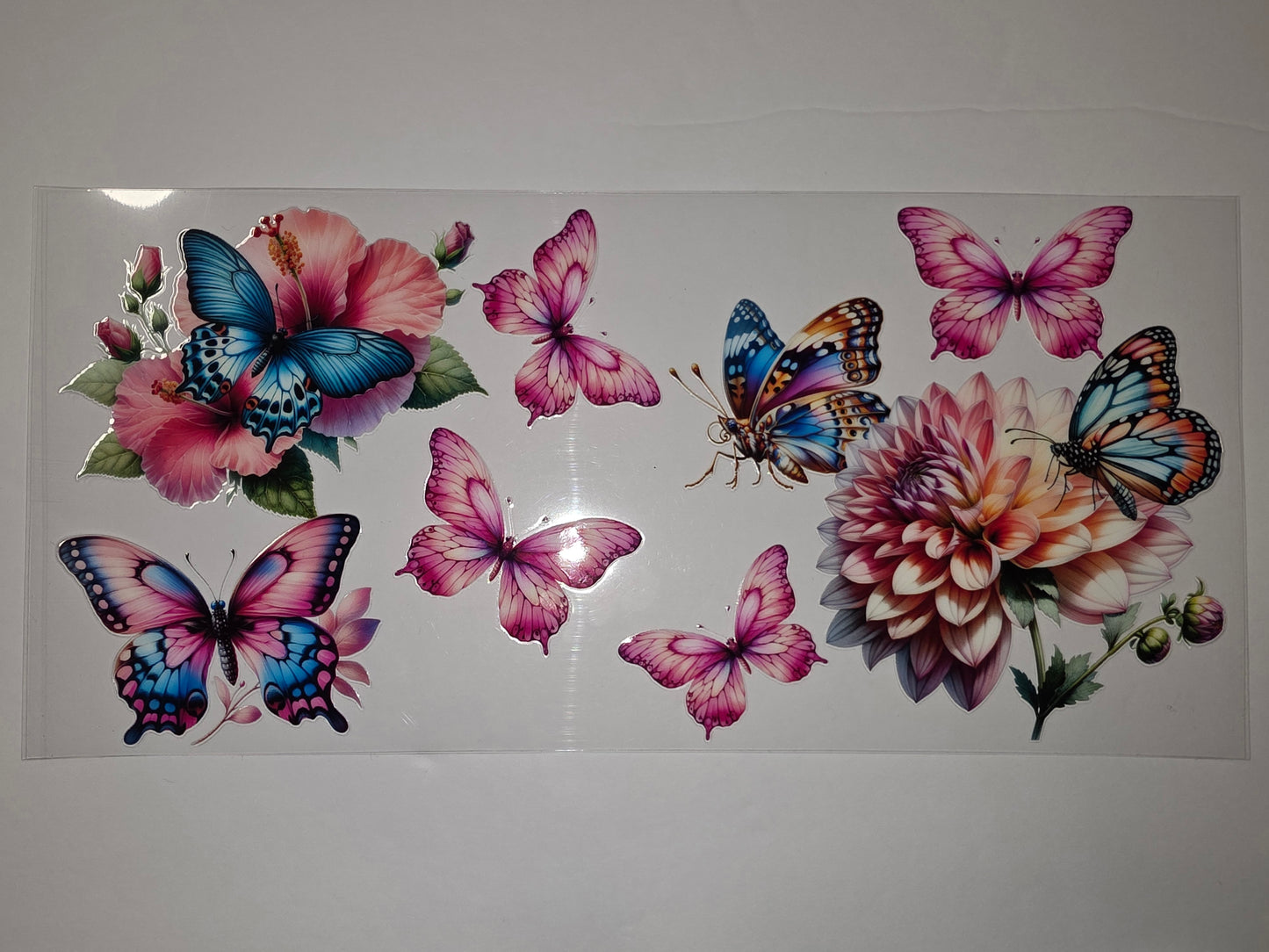 Vibrant Butterfly & Floral Tumbler Wrap - Pink, Blue, Orange & Purple