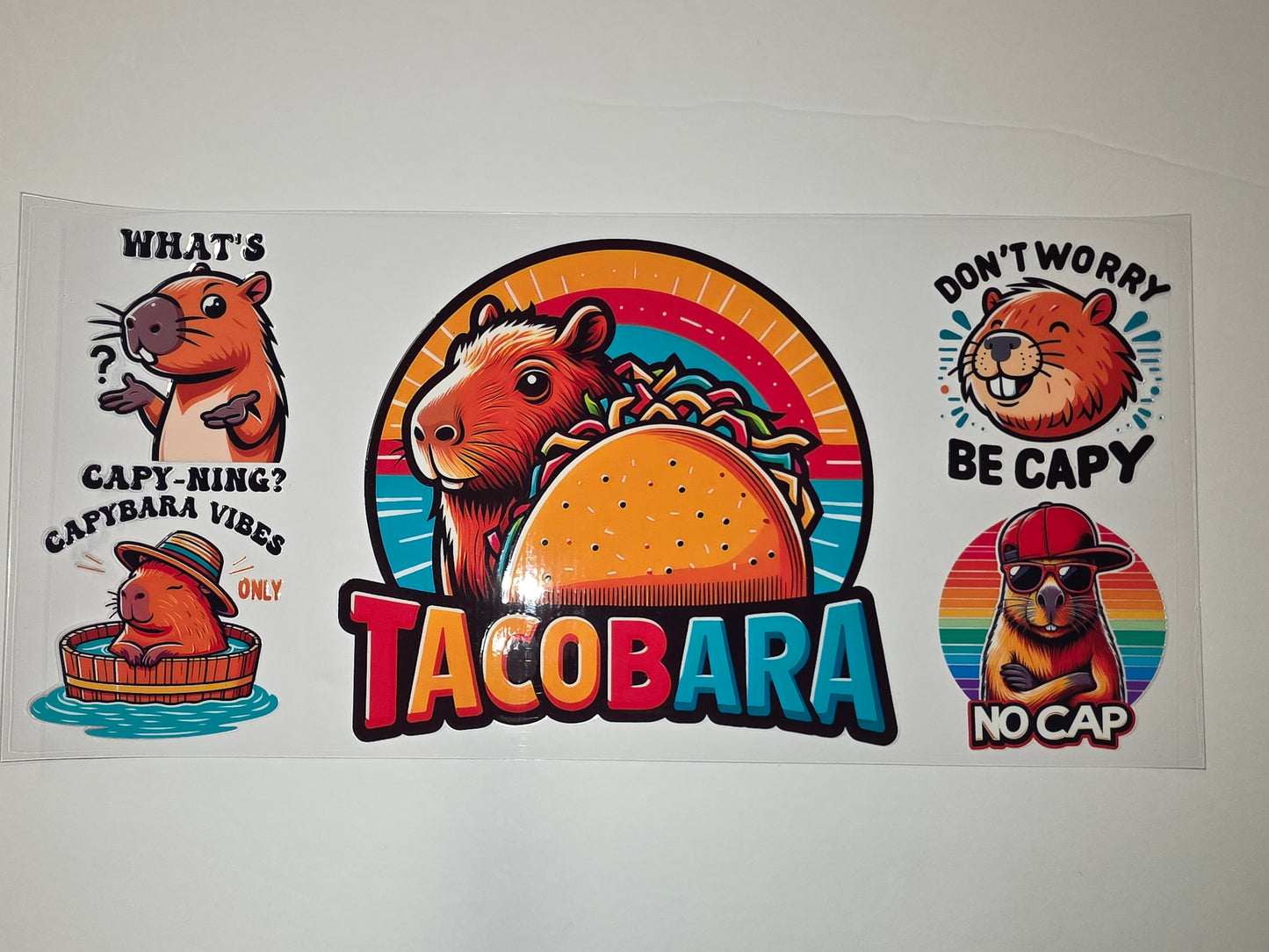 Capybara Taco Vibes Tumbler Wrap | Cute Animal Drinkware Design | Fun & Quirky