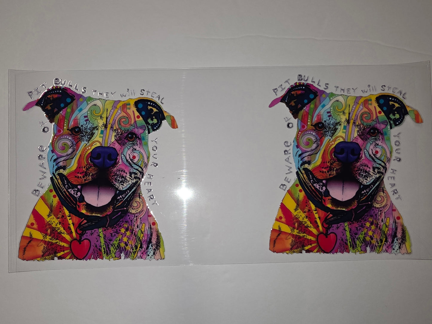 Vibrant Pitbull Tumbler Wrap - Colorful Dog Art, "Pit Bulls Will Steal Your Heart" Design