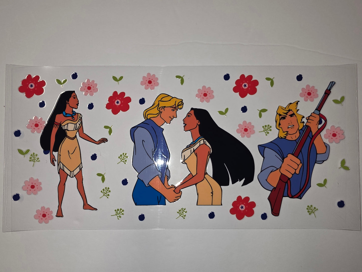 Pocahontas & John Smith Tumbler Wrap | Floral & Berry Design | Disney Inspired