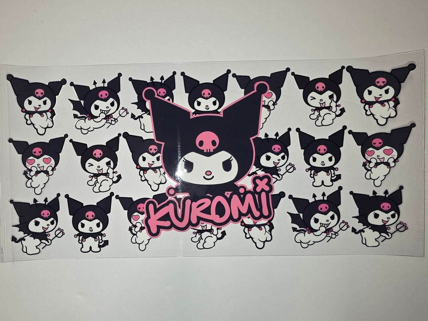 Kuromi Tumbler Wrap Design - Black, Pink & White Cute Character Stickers for Cups