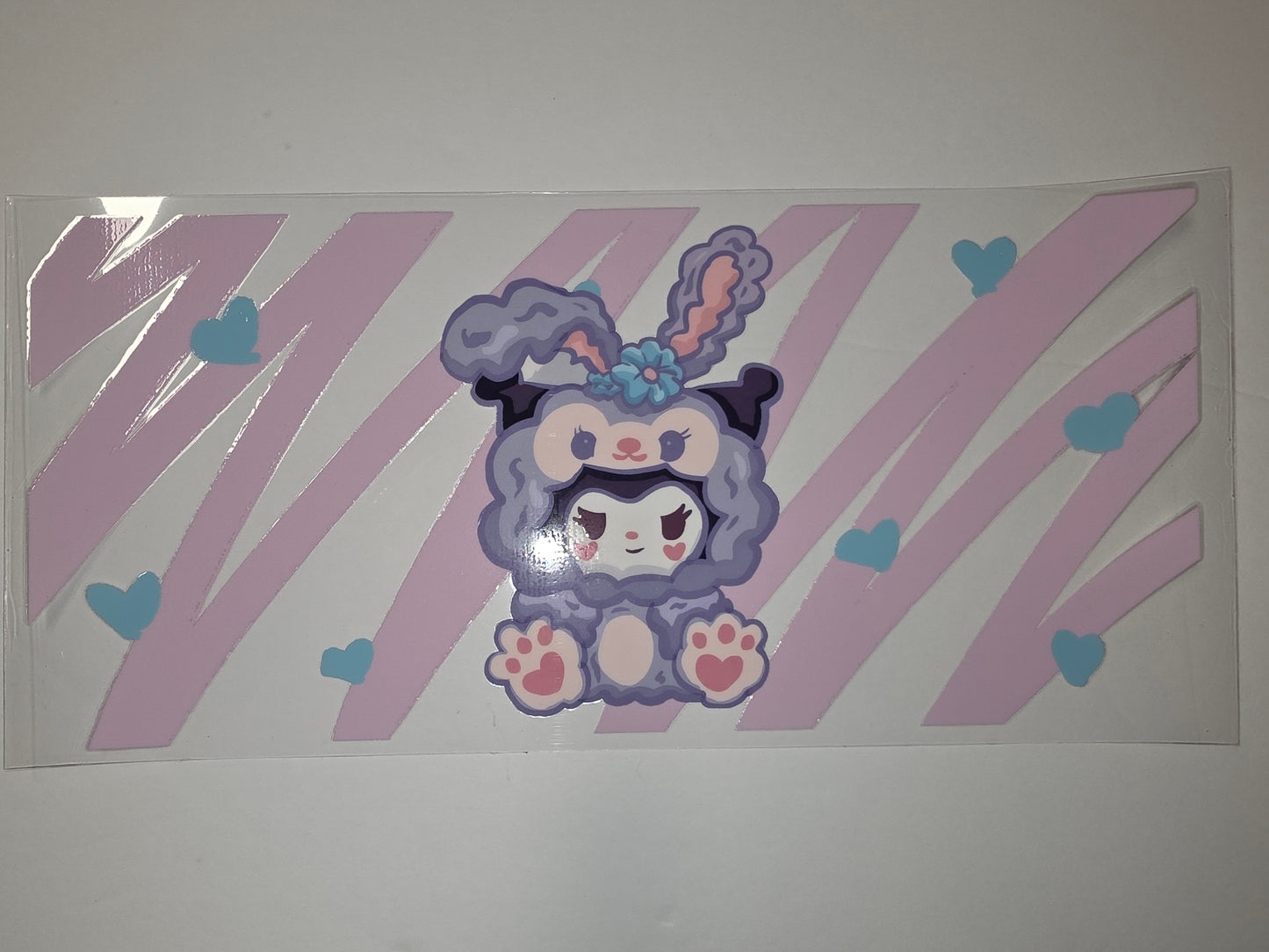 Kawaii Bunny & Bear Duo Tumbler Wrap - Pastel Pink, Lavender, Blue Hearts