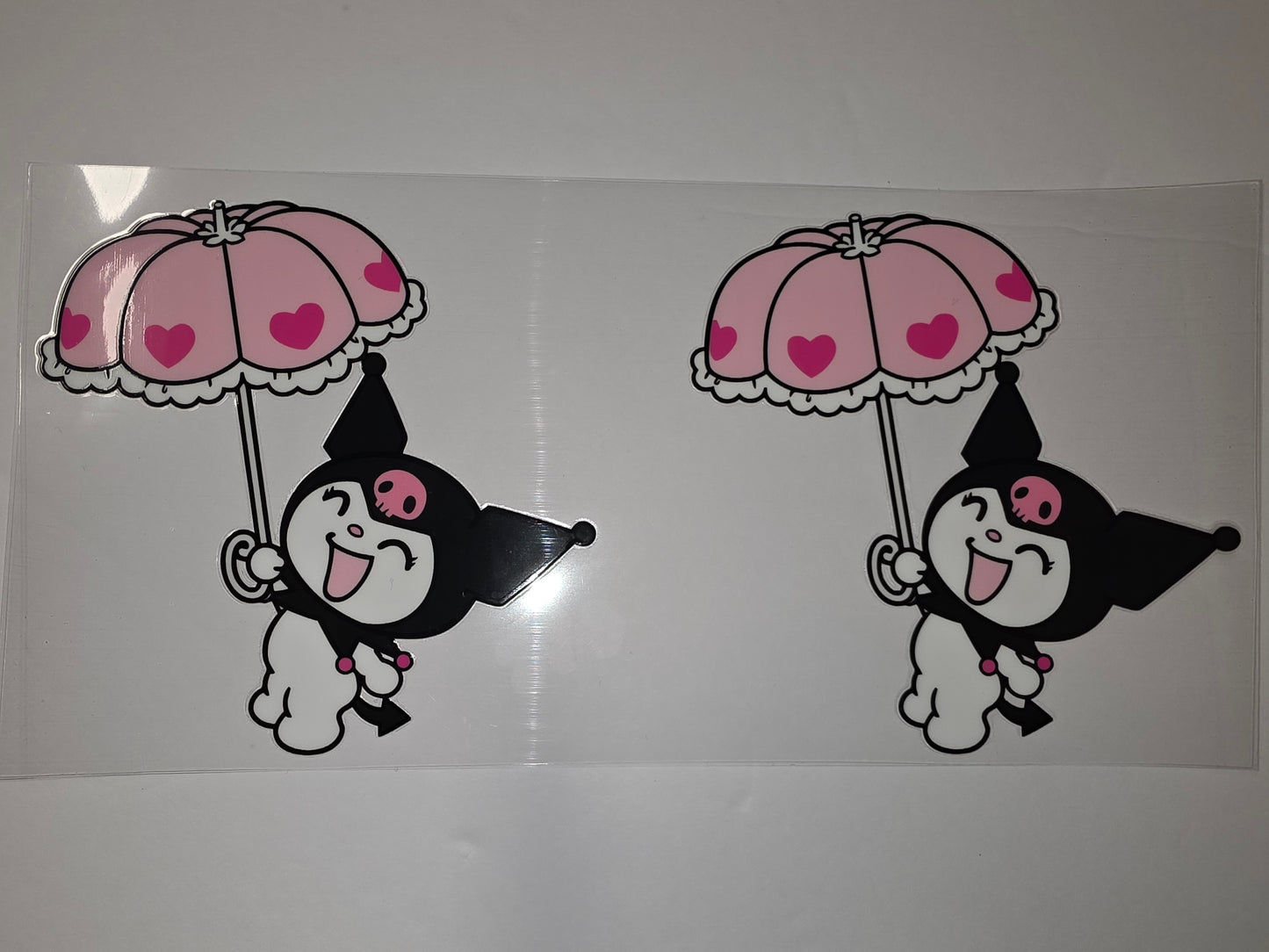 Cute Kuromi Tumbler Wrap - Pink Heart Umbrella Design