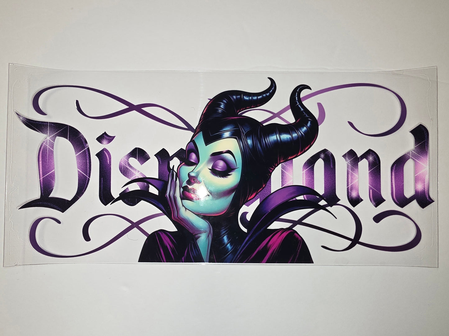 Maleficent "Disneyland" Tumbler Wrap - Purple Gothic Sparkle Design