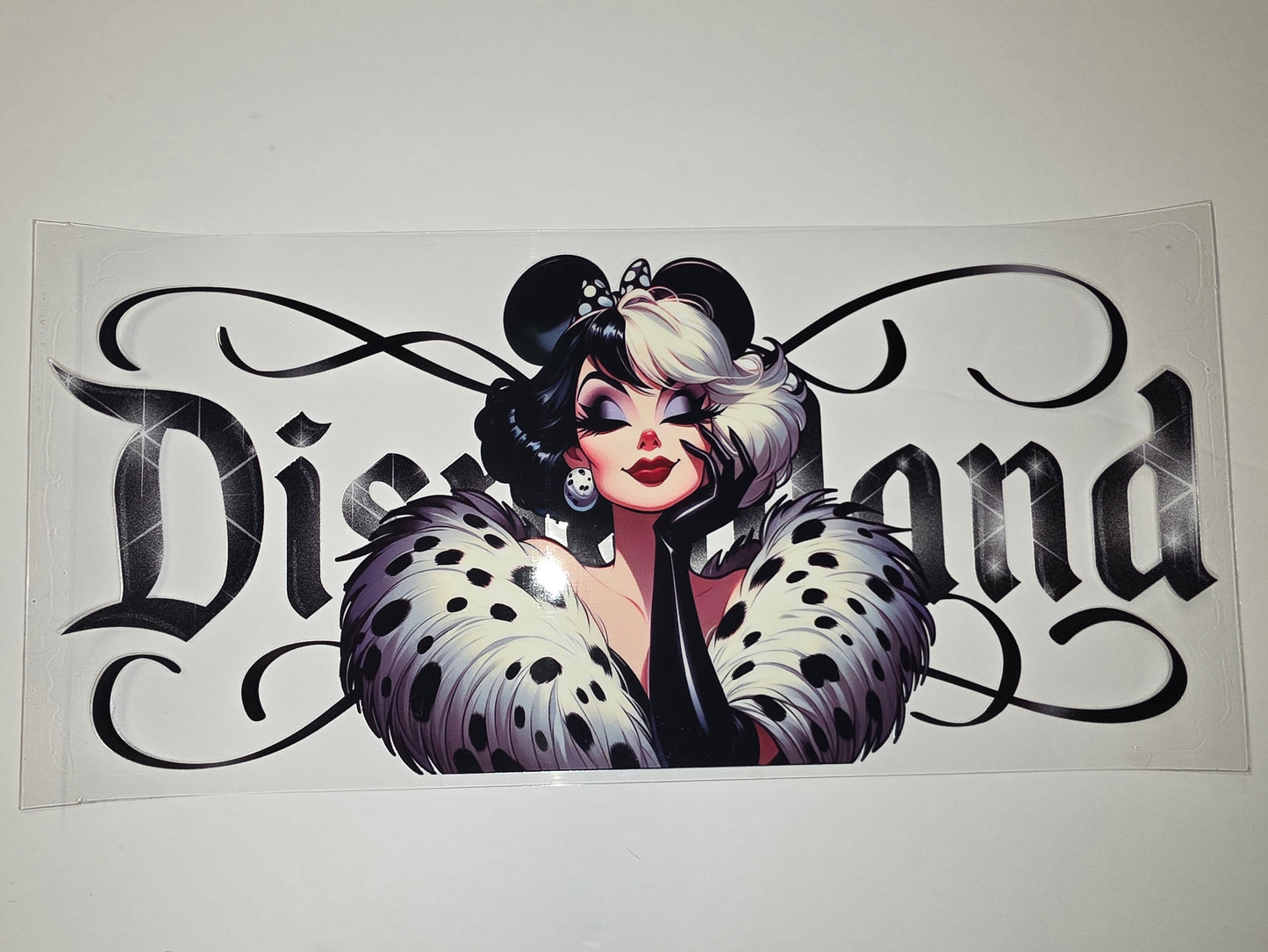 Cruella de Vil Disneyland Inspired Tumbler Wrap - Black & White Dalmatian Design