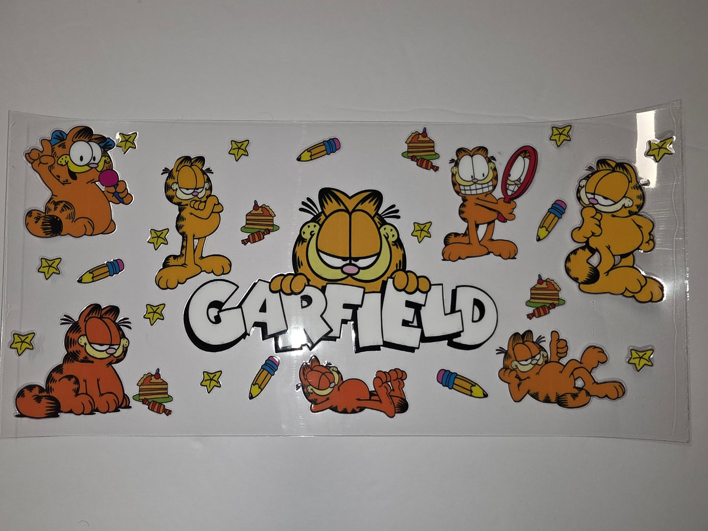 Garfield Tumbler Wrap - Orange Cat Cartoon Design for Cups & Drinkware