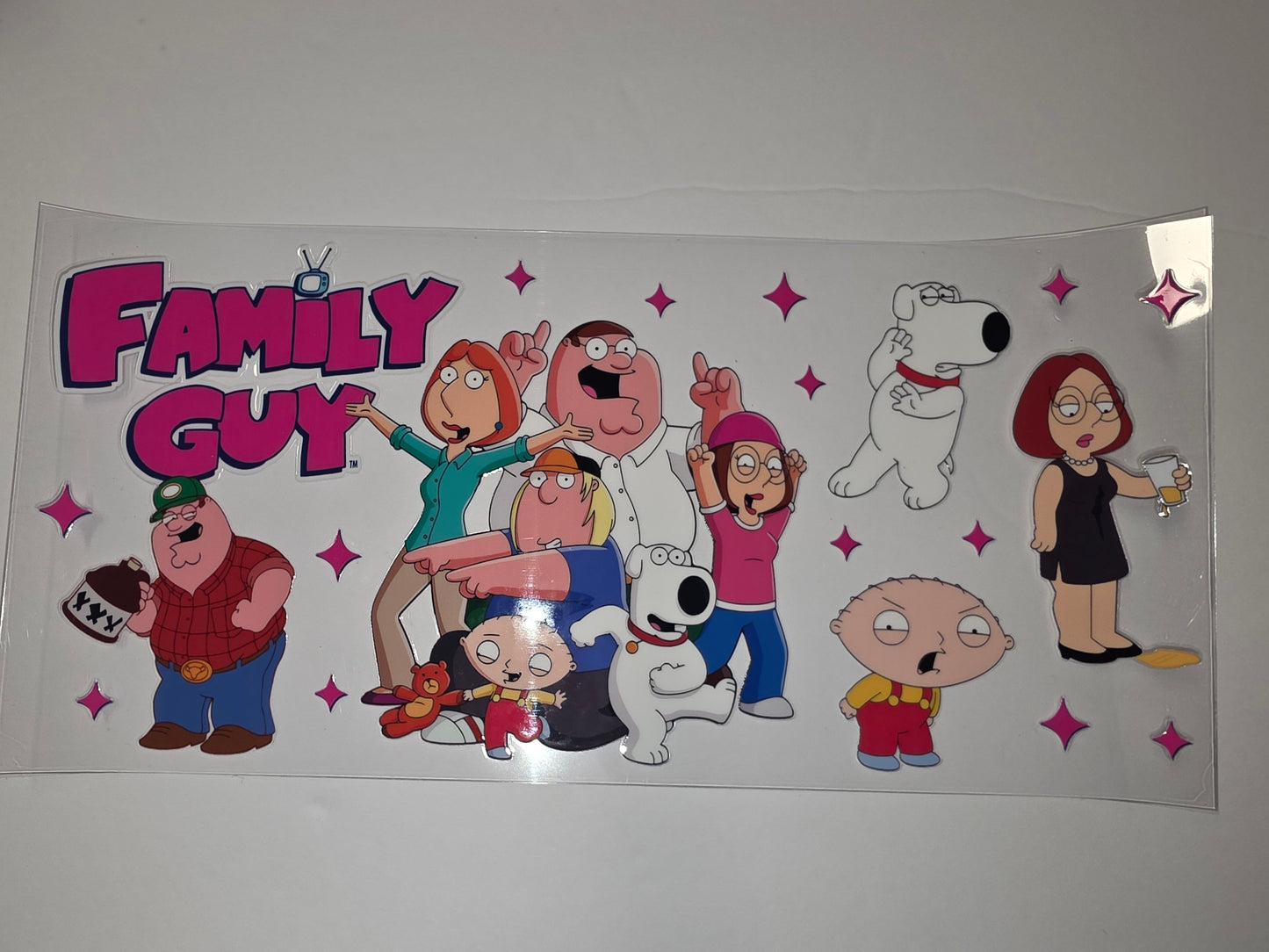 Family Guy Character Tumbler Wrap - Vibrant Pink & Cartoon Style