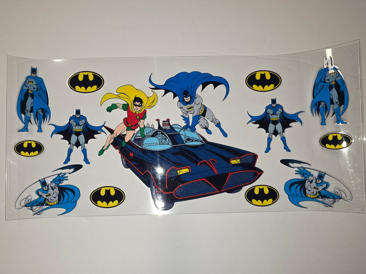 Retro Batman & Robin Tumbler Wrap - Classic Comic Style with Batmobile