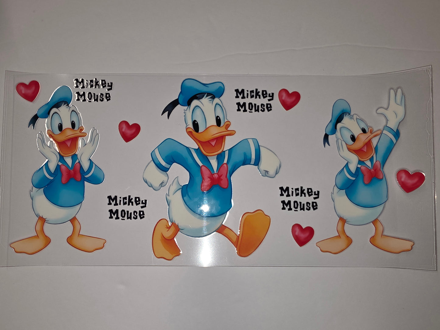 Donald Duck Tumbler Wrap - Blue Sailor Outfit & Red Hearts - Cute Cartoon Drinkware Design