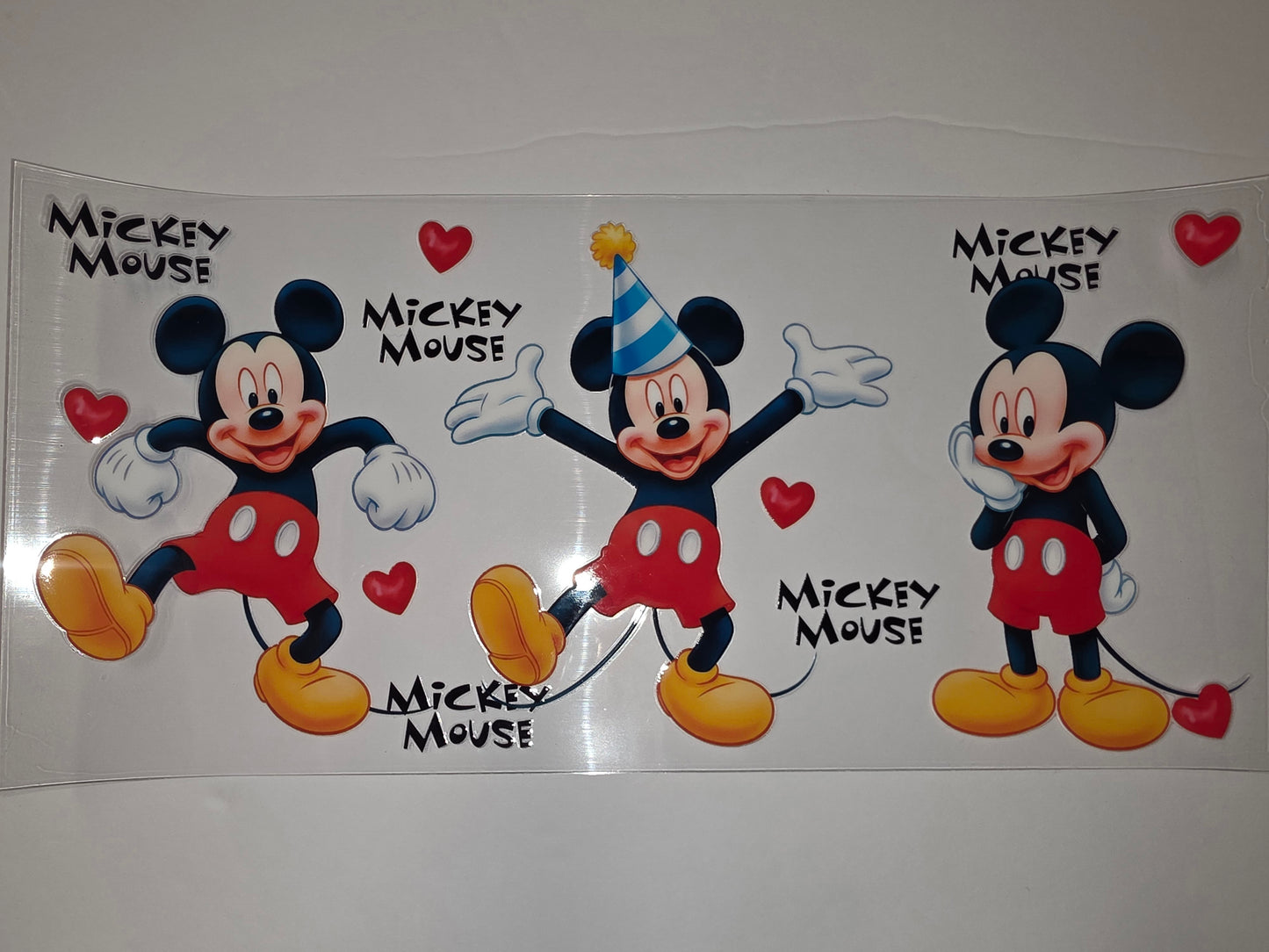 Mickey Mouse Tumbler Wrap - Classic Red, Black & Yellow Design with Hearts