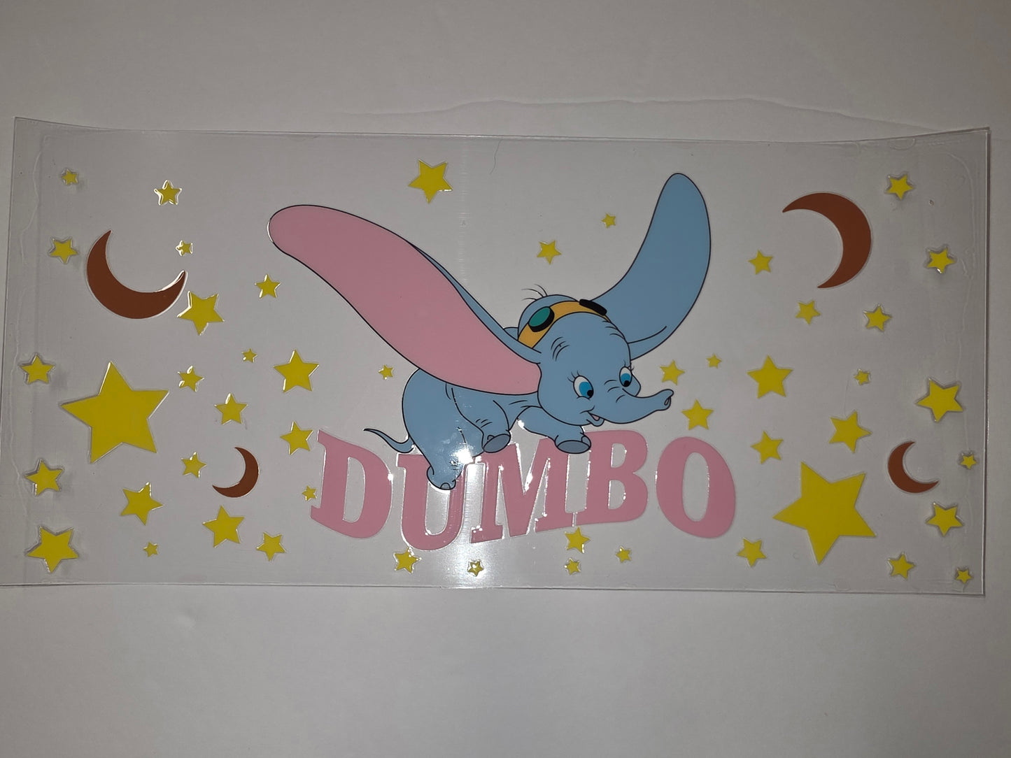 Dumbo Flying Elephant Tumbler Wrap - Pink Stars & Moons Design