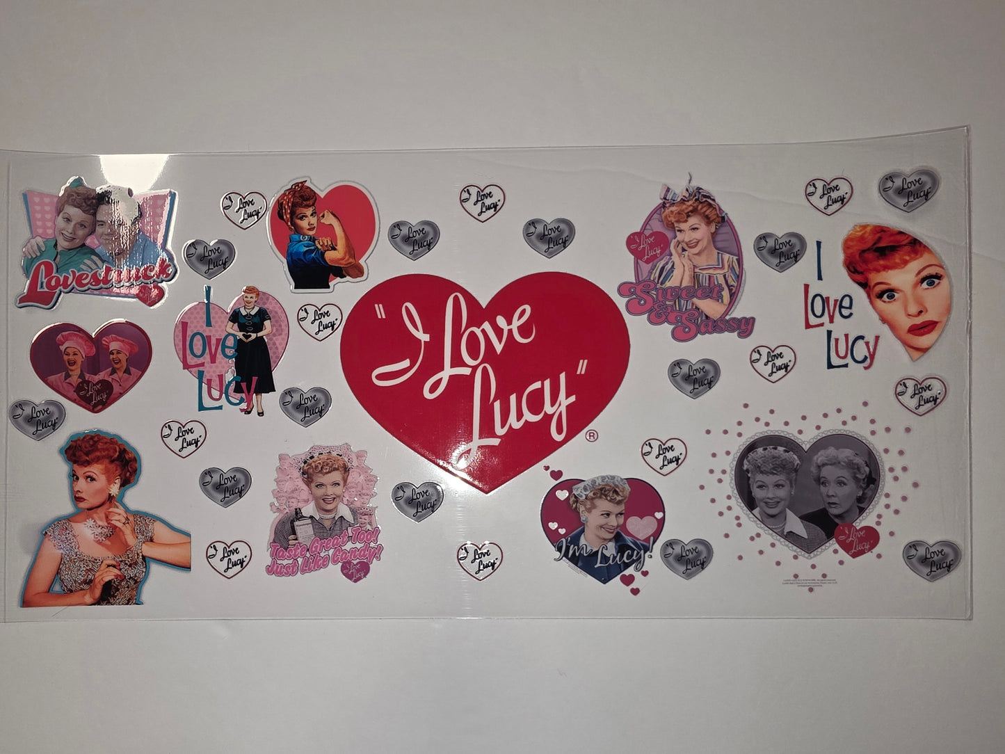 I Love Lucy Tumbler Wrap Design - Vintage TV Show Graphics with Hearts
