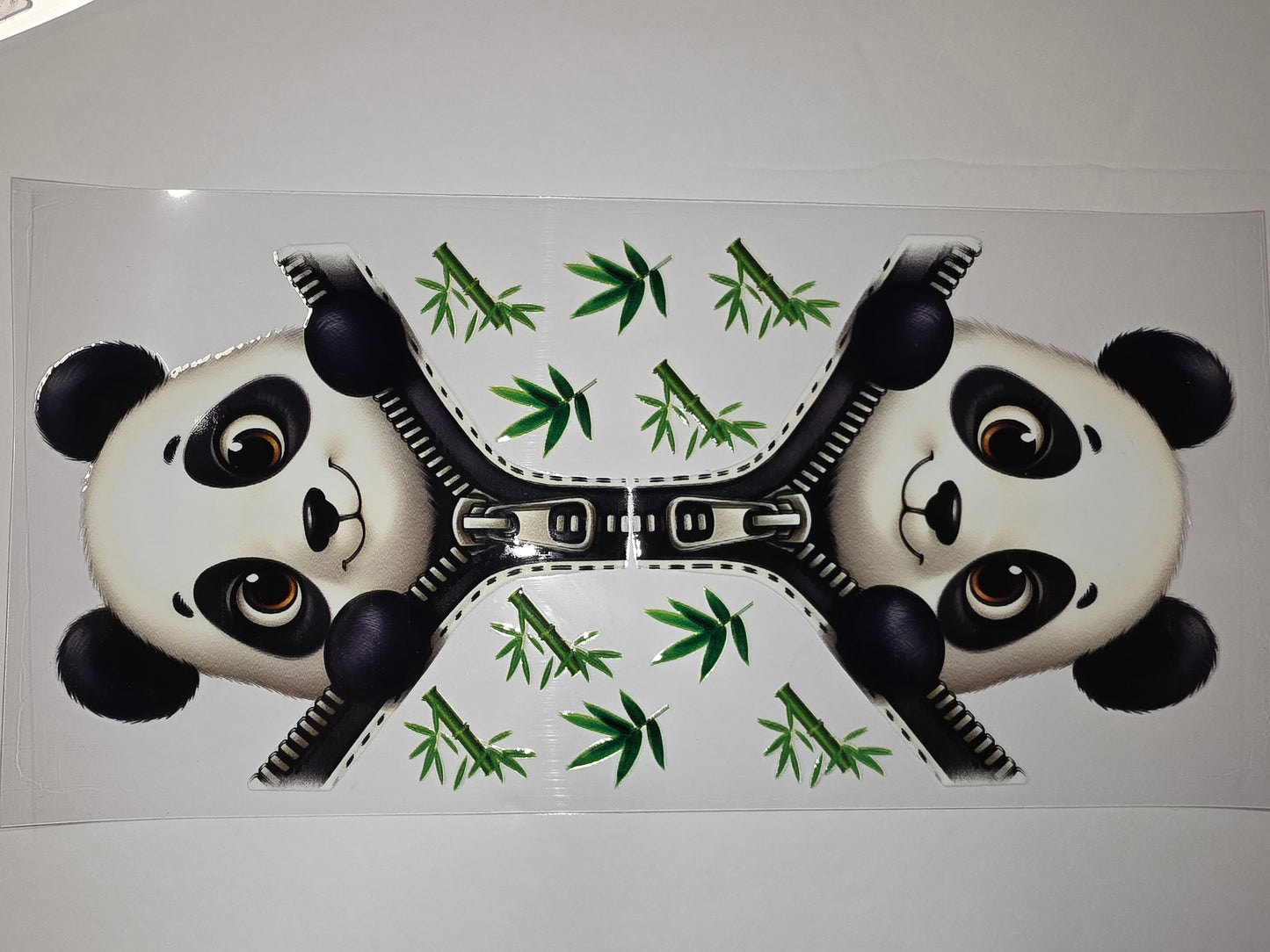 Cute Zipper Panda Bamboo Tumbler Wrap - Adorable Black & White Animal Design