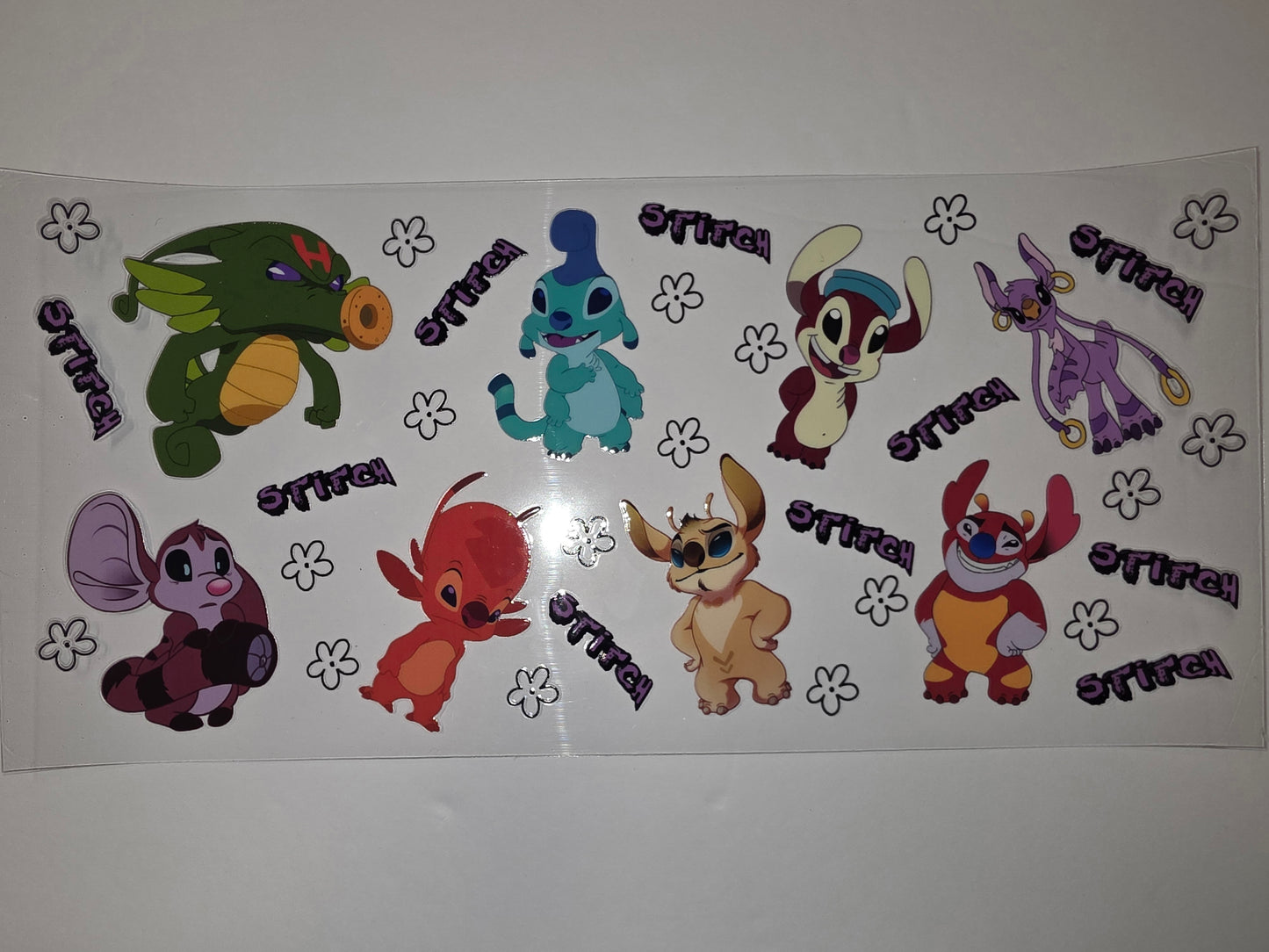Stitch & Friends Tumbler Wrap - Cute Cartoon Characters & Flowers - Vibrant Colors