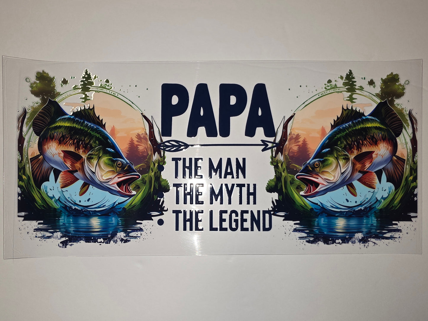 Papa The Man The Myth The Legend Bass Fishing Tumbler Wrap - Vibrant Blue & Green