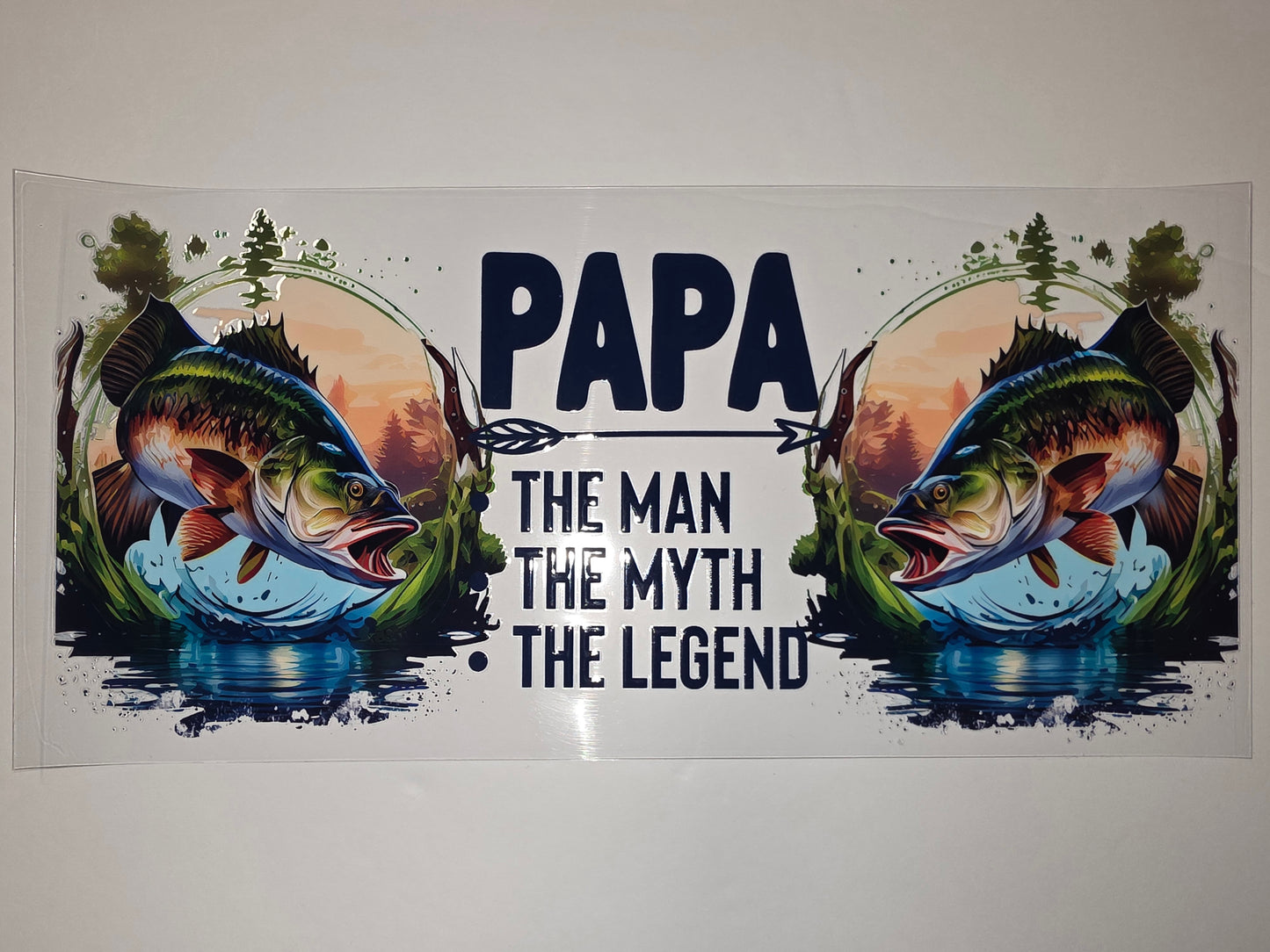 Papa The Man The Myth The Legend Bass Fishing Tumbler Wrap - Sublimation Design