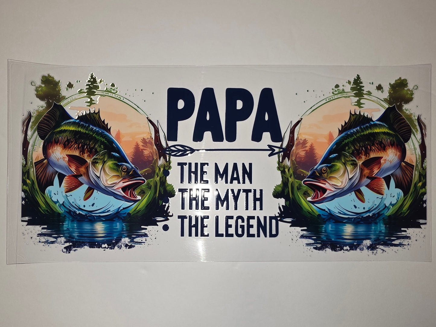 Papa The Man The Myth The Legend Bass Fishing Tumbler Wrap - Vibrant Blue & Green