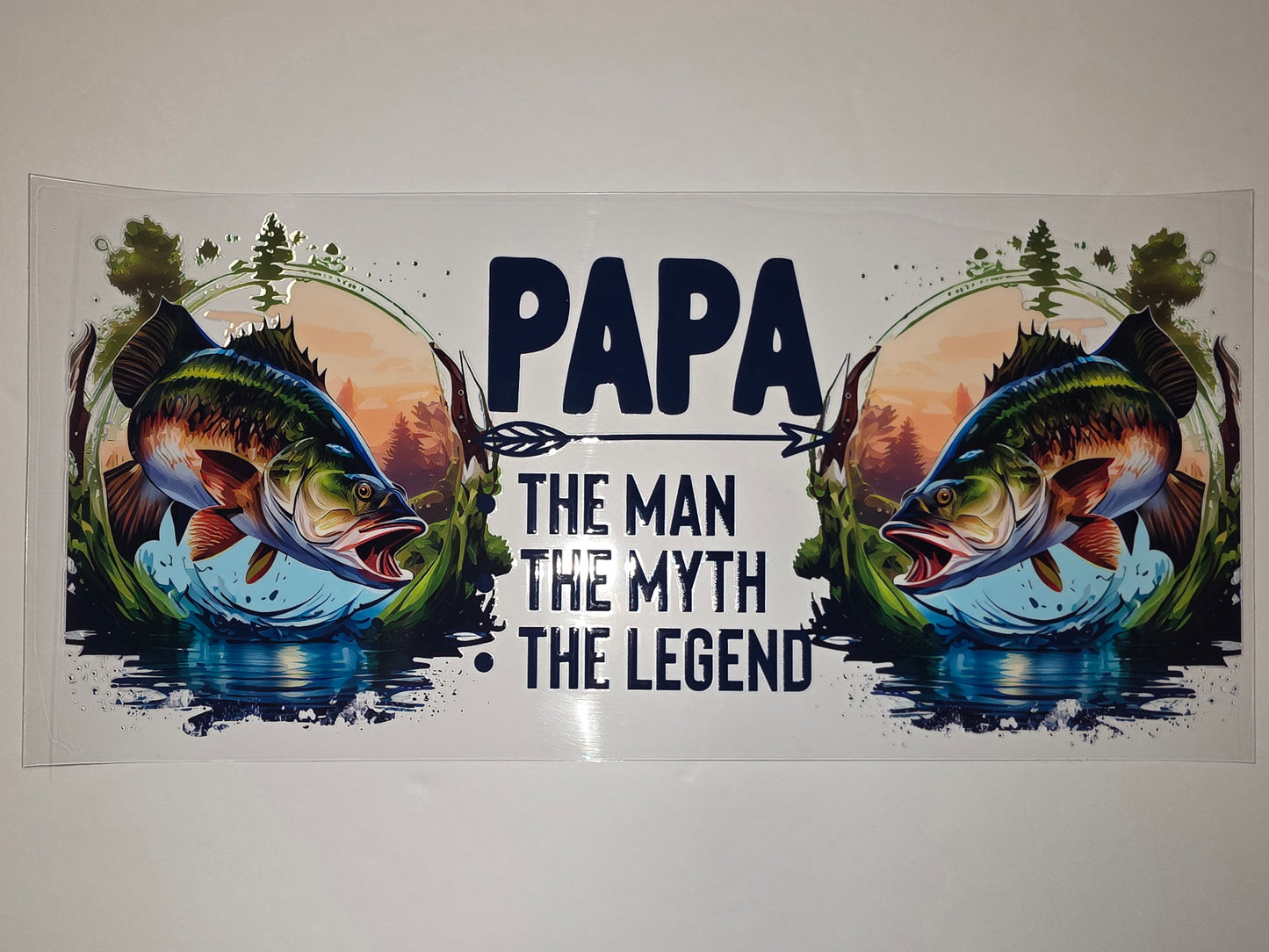 Papa The Man The Myth The Legend Bass Fishing Tumbler Wrap - Vibrant Blue & Green