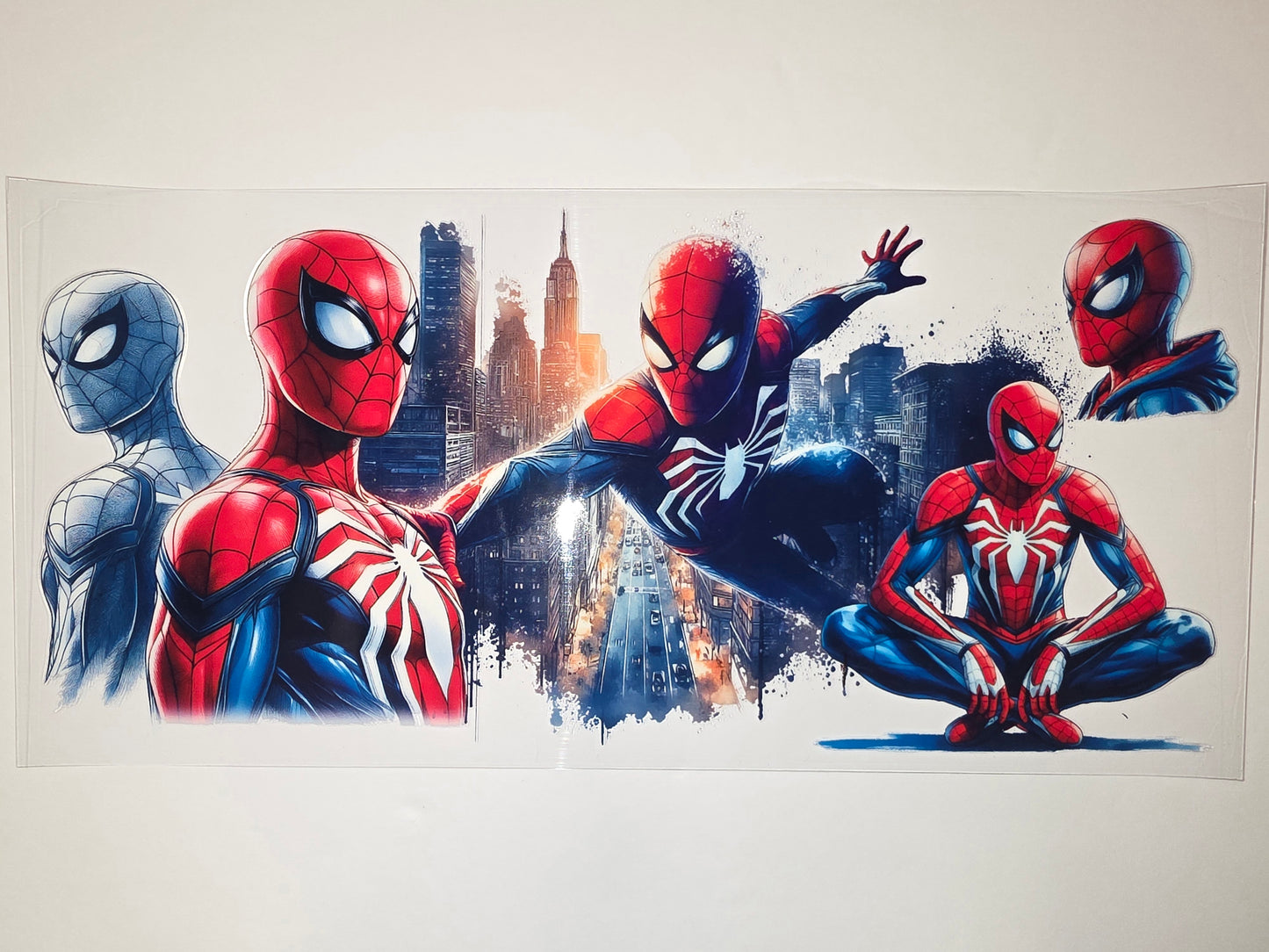 Spider-Man Cityscape Tumbler Wrap - Red, Blue, Gray - Dynamic Action Design