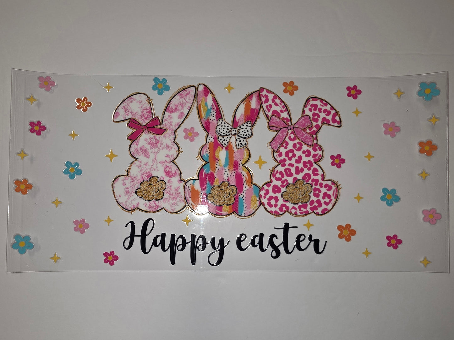 Happy Easter Bunny Tumbler Wrap - Pink Floral, Leopard, & Abstract Designs