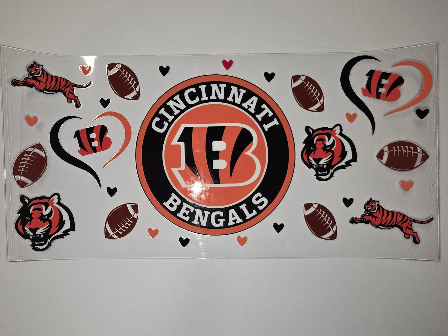 Cincinnati Bengals Tumbler Wrap - Orange, Black, White Tigers & Football Design
