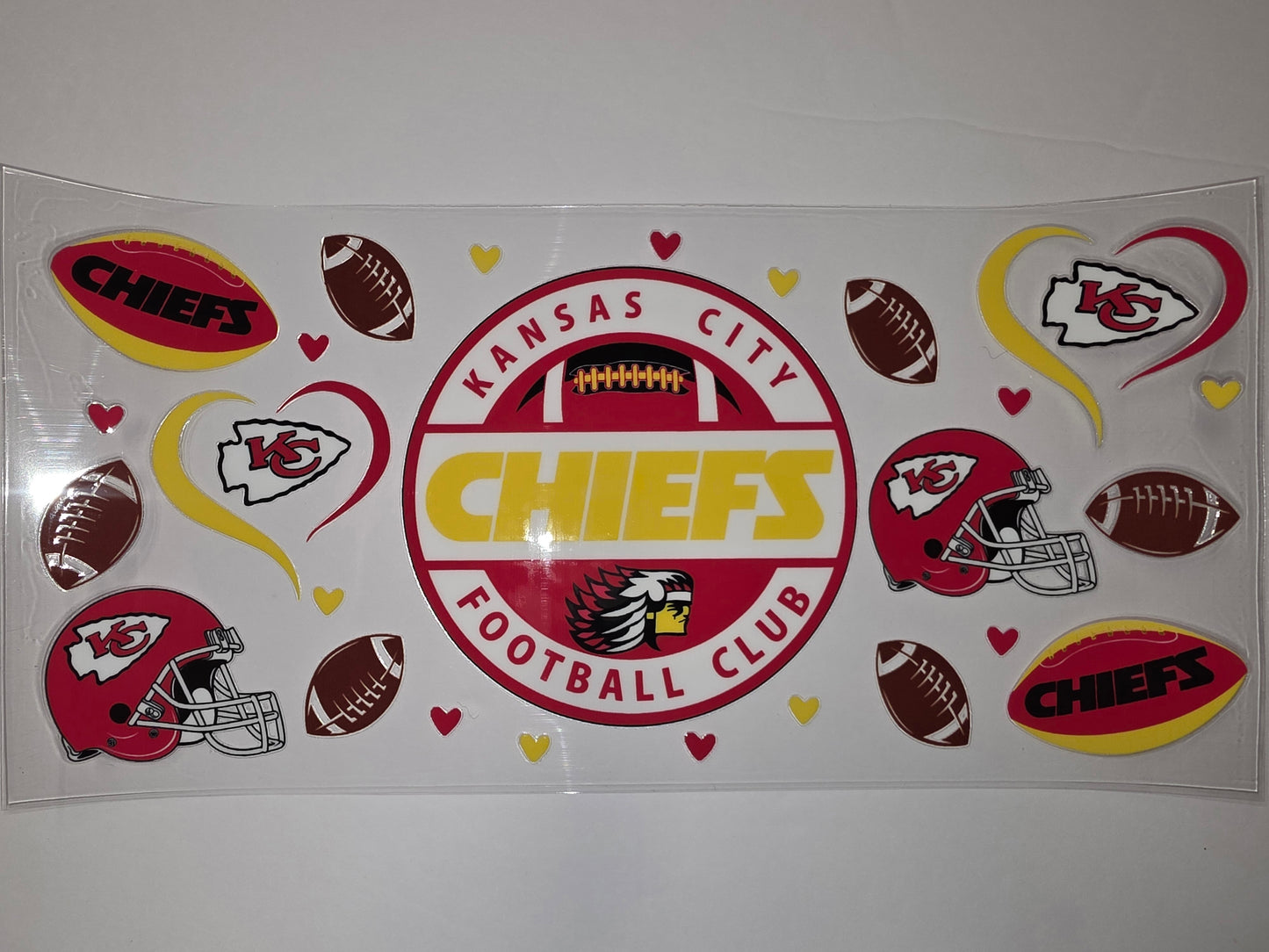 Kansas City Chiefs Football Tumbler Wrap - Red, Yellow, White - NFL Fan Gear