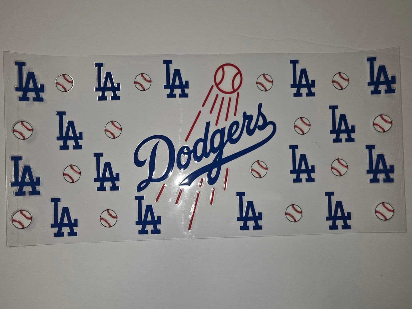 Los Angeles Dodgers Baseball Tumbler Wrap | Blue LA Logo & Baseball Pattern