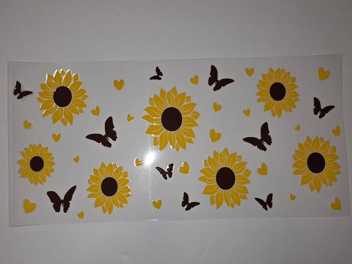 Sunflower Butterfly Tumbler Wrap - Yellow & Brown Floral Drinkware Decal