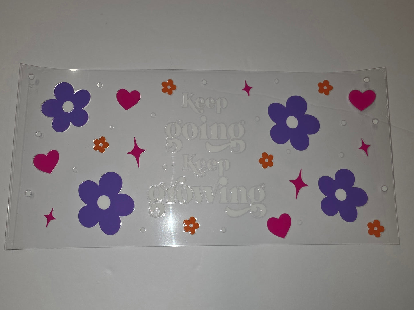 Retro Flower & Heart Tumbler Wrap | Keep Going Keep Growing | Purple, Pink, Orange