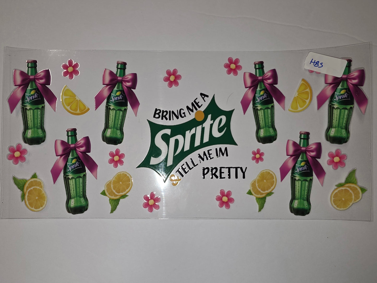 Sprite Bottle & Lemon Slice Tumbler Wrap | Pink Bow & Flower Design | Refreshing Drinkware Decal