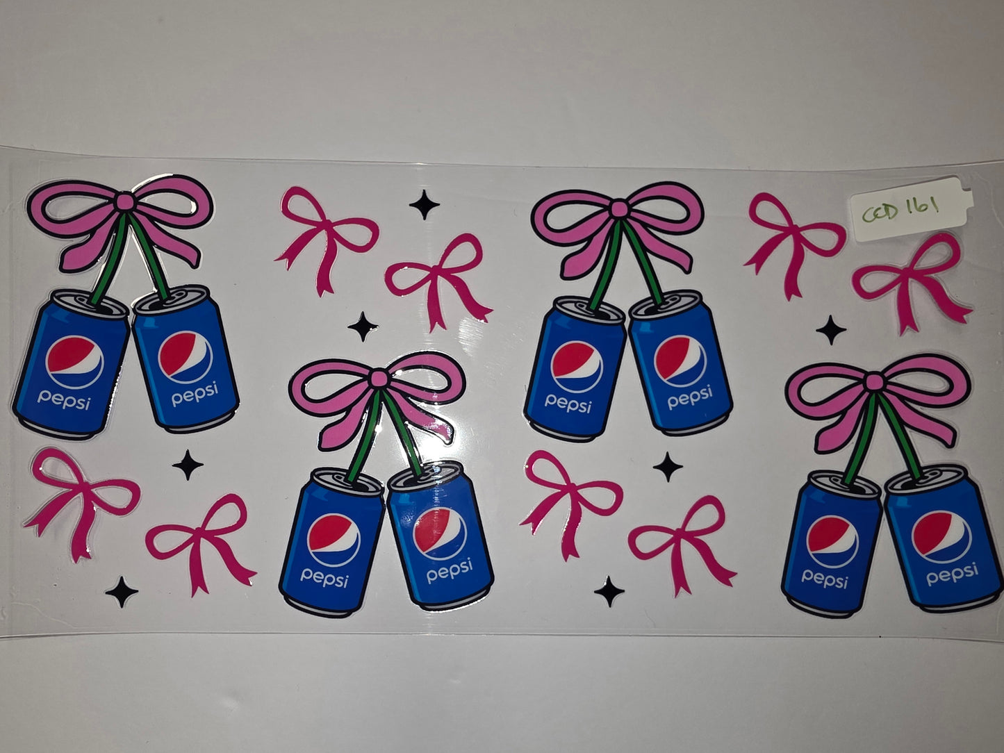 Cute Pepsi Can Tumbler Wrap with Pink Bows - Sublimation Design