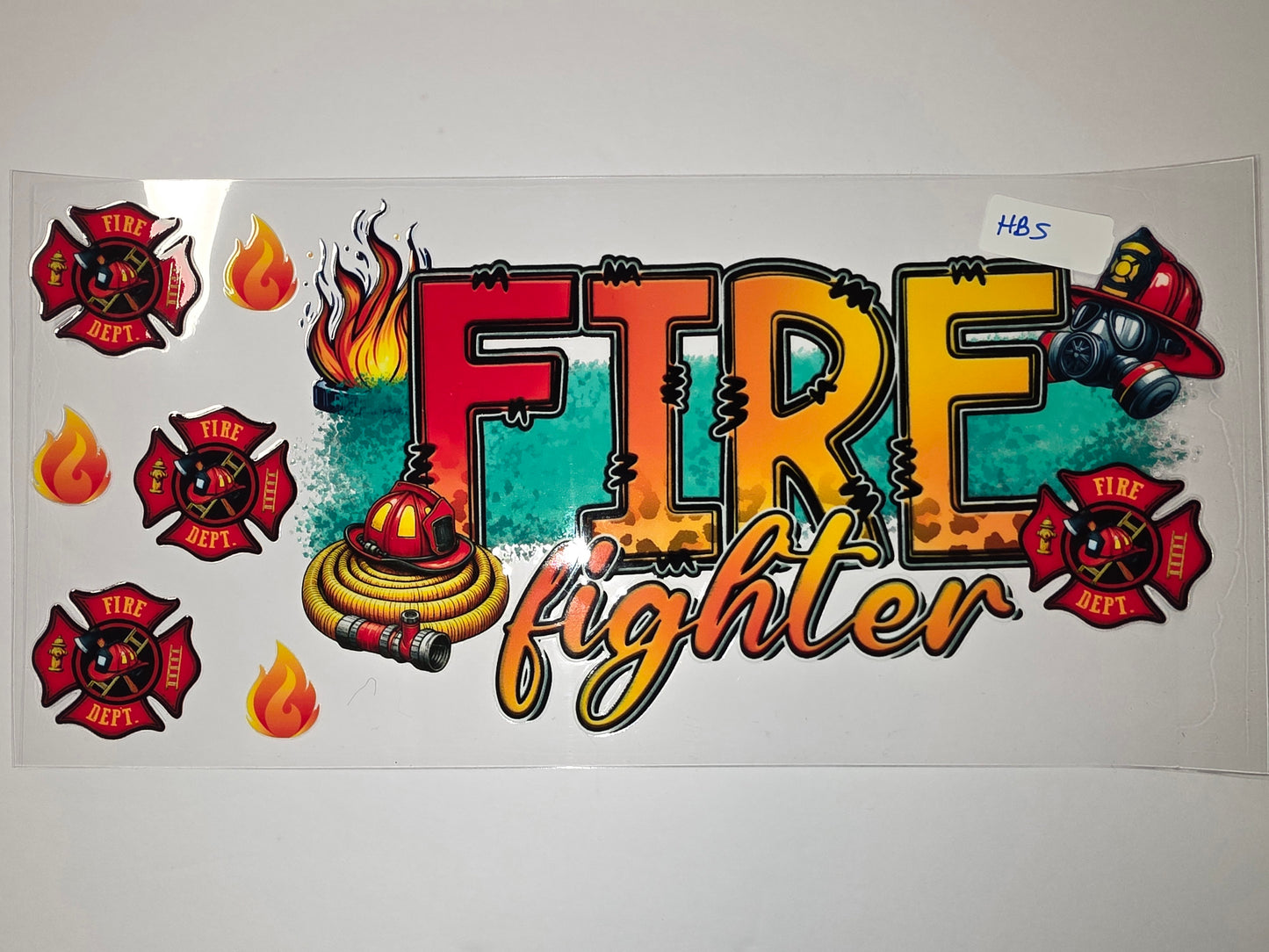 Firefighter Tumbler Wrap - Red, Orange, Yellow Flames & Maltese Cross Design
