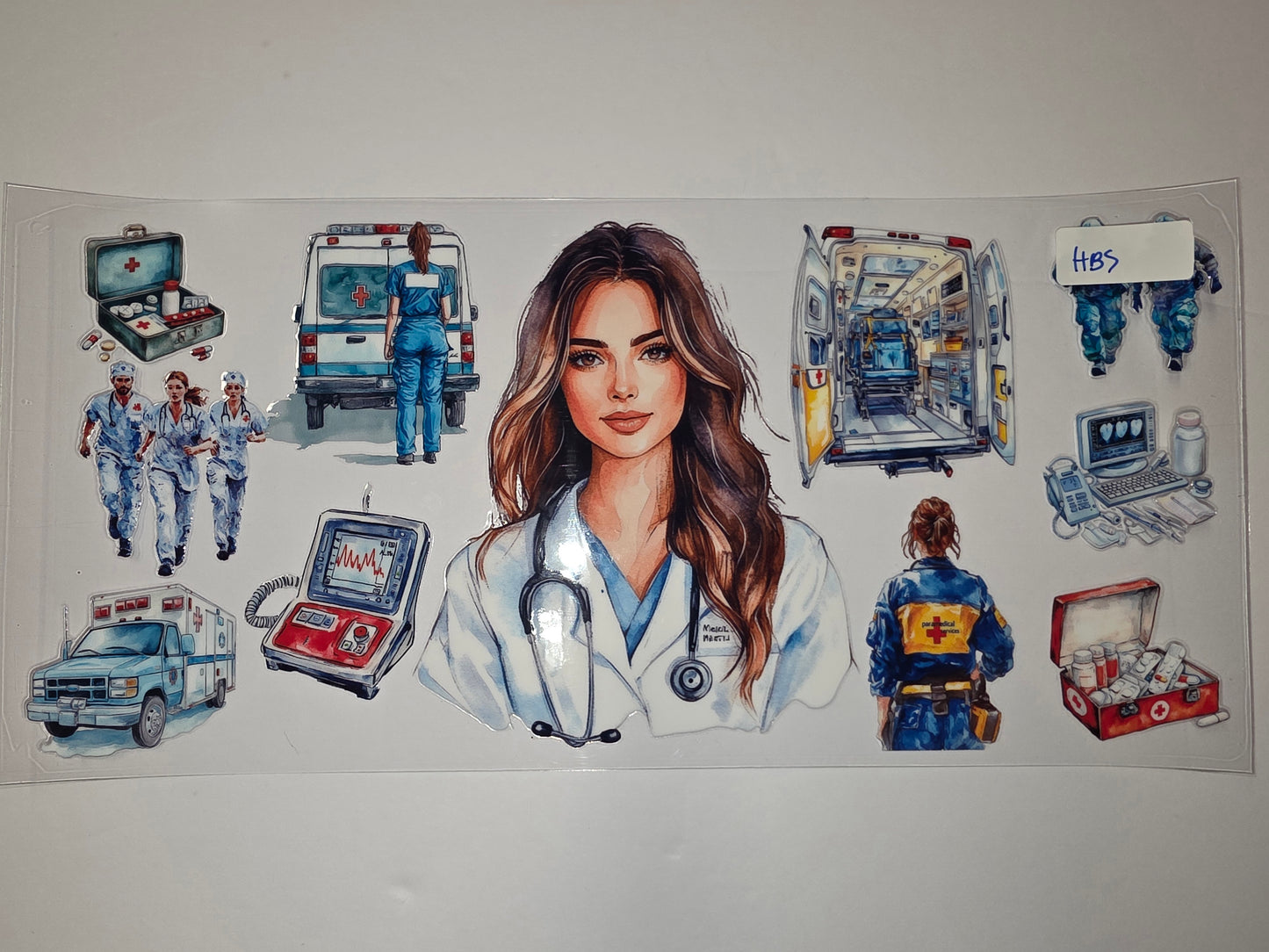 Medical Heroes Tumbler Wrap - EMT, Nurse, Doctor Designs - Watercolor Style