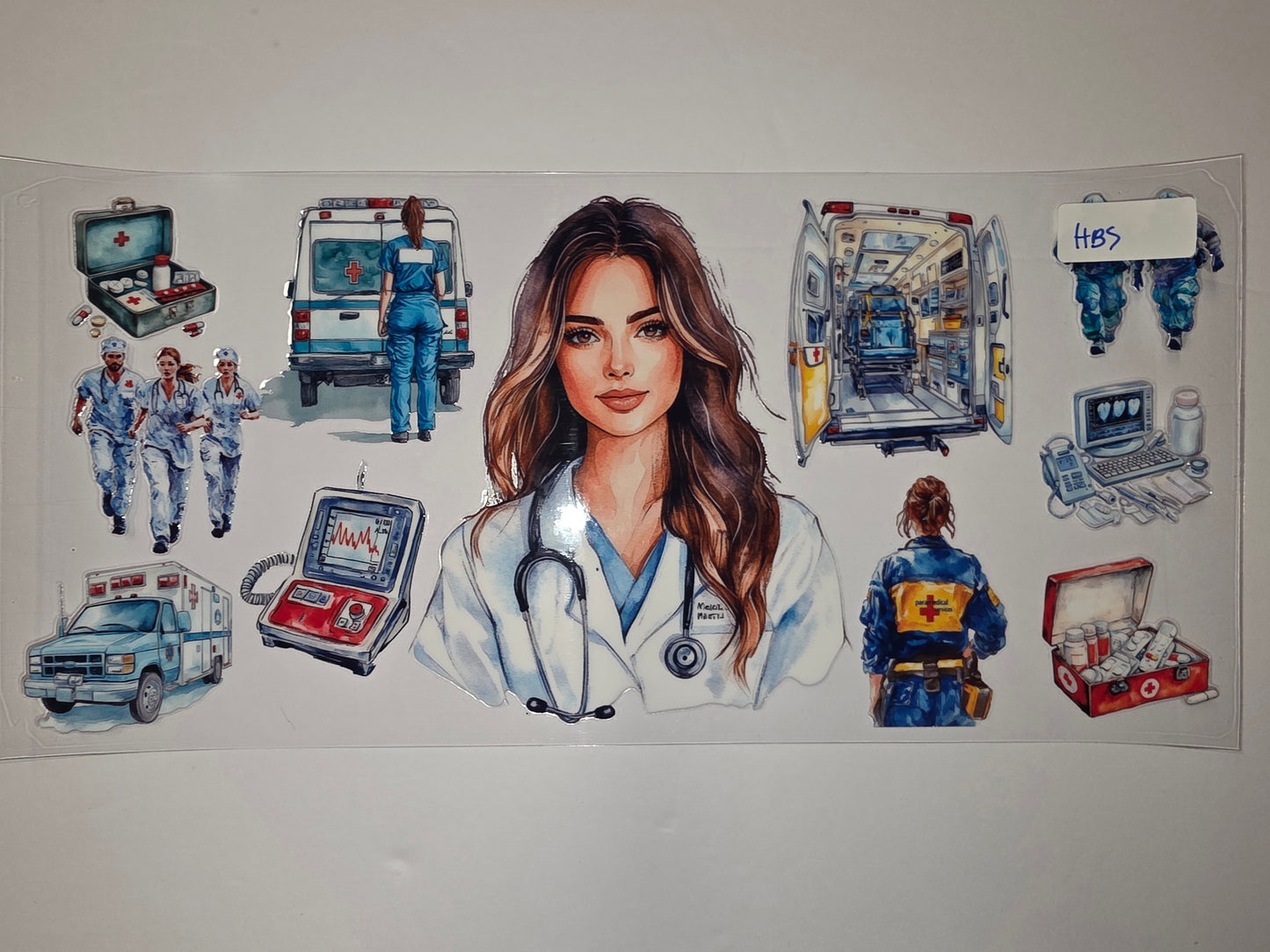 Medical Professionals & Ambulance Tumbler Wrap - Watercolor Style