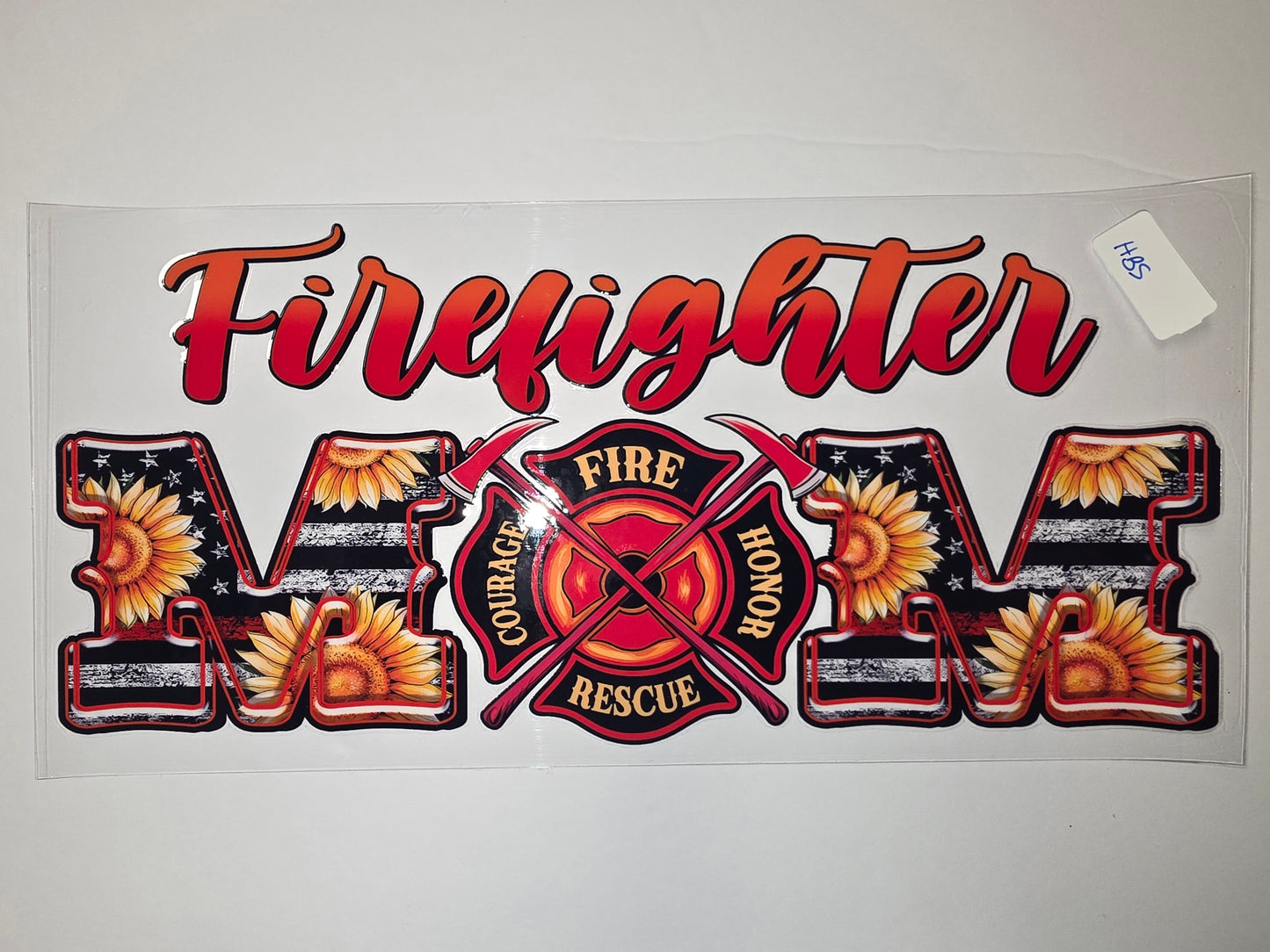 Firefighter Mom Sunflower Tumbler Wrap - Red, Orange, Yellow, Black, White