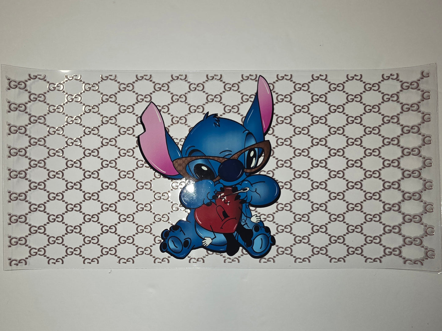 Cute Blue Character with Heart & Designer Pattern Tumbler Wrap | Sublimation Design