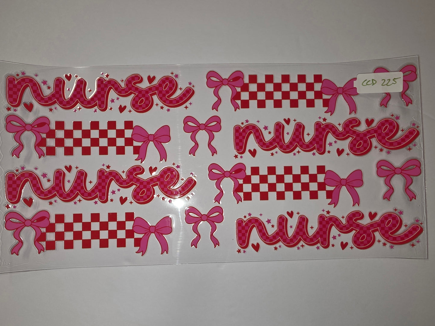 Pink Nurse Tumbler Wrap Design - Red Gingham & Bows