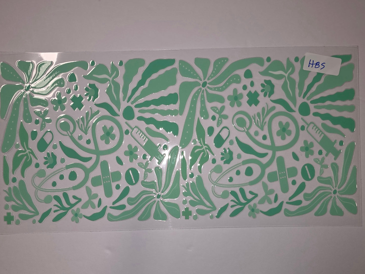 Mint Green Medical Floral Tumbler Wrap | Nurse Doctor Gift | Stethoscope Syringe Bandage Design