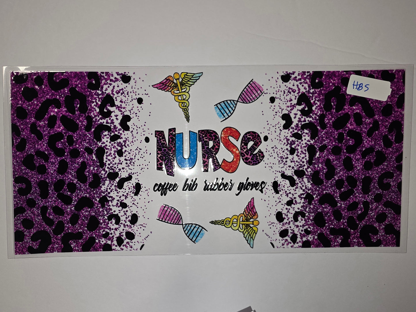 Purple Leopard Nurse Tumbler Wrap - Medical Caduceus & DNA Design