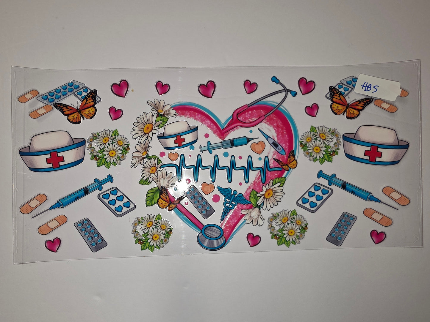 Nurse Life Tumbler Wrap - Medical Heart, Daisies, Butterflies & Stethoscope Design