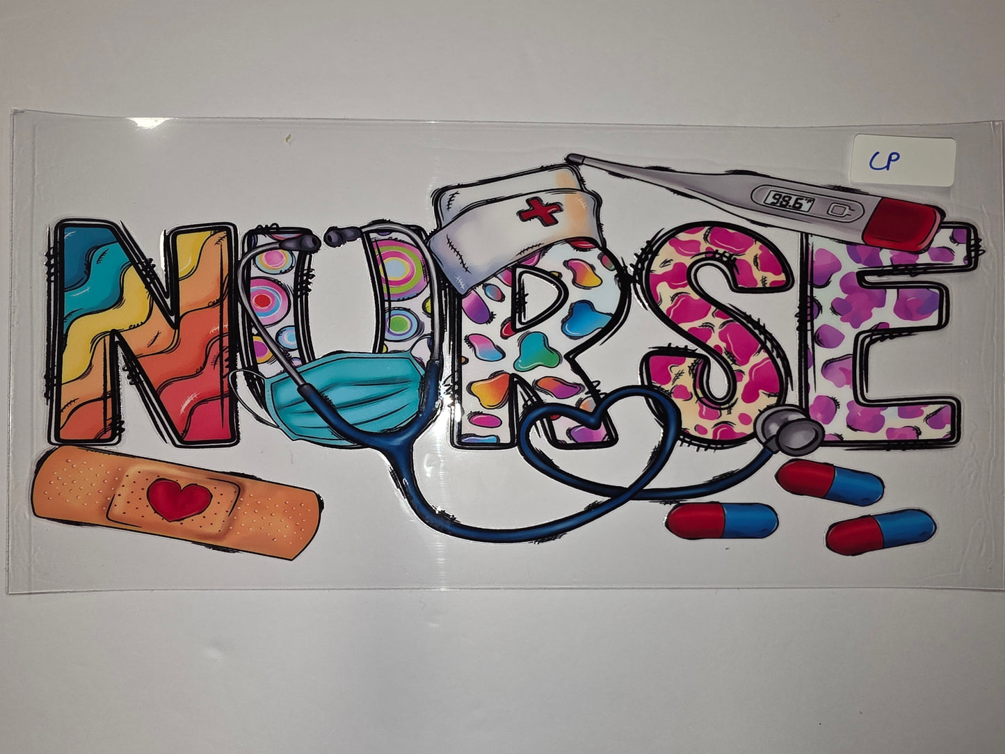 Colorful Nurse Tumbler Wrap Design - Medical Icons & Vibrant Patterns